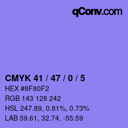 Color code: CMYK 41 / 47 / 0 / 5 | qconv.com