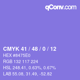 Color code: CMYK 41 / 48 / 0 / 12 | qconv.com