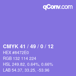 颜色代码: CMYK 41 / 49 / 0 / 12 | qconv.com