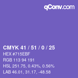 颜色代码: CMYK 41 / 51 / 0 / 25 | qconv.com