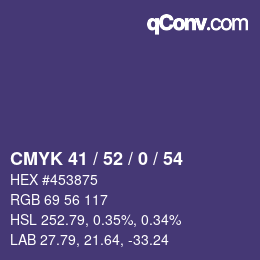 Farbcode: CMYK 41 / 52 / 0 / 54 | qconv.com