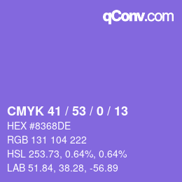 Color code: CMYK 41 / 53 / 0 / 13 | qconv.com