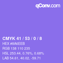 Color code: CMYK 41 / 53 / 0 / 8 | qconv.com