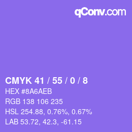 Color code: CMYK 41 / 55 / 0 / 8 | qconv.com