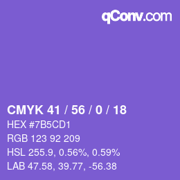 カラーコード: CMYK 41 / 56 / 0 / 18 | qconv.com
