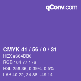 Color code: CMYK 41 / 56 / 0 / 31 | qconv.com