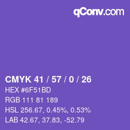 颜色代码: CMYK 41 / 57 / 0 / 26 | qconv.com