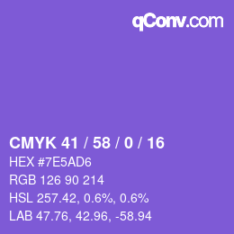 颜色代码: CMYK 41 / 58 / 0 / 16 | qconv.com