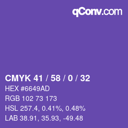 颜色代码: CMYK 41 / 58 / 0 / 32 | qconv.com