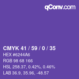 Color code: CMYK 41 / 59 / 0 / 35 | qconv.com