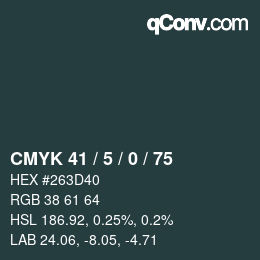 カラーコード: CMYK 41 / 5 / 0 / 75 | qconv.com