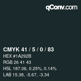 カラーコード: CMYK 41 / 5 / 0 / 83 | qconv.com