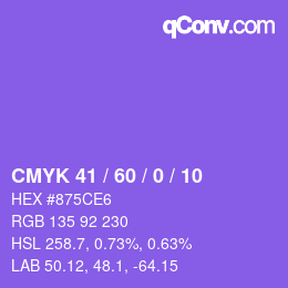 カラーコード: CMYK 41 / 60 / 0 / 10 | qconv.com