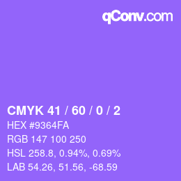 カラーコード: CMYK 41 / 60 / 0 / 2 | qconv.com