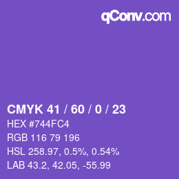 颜色代码: CMYK 41 / 60 / 0 / 23 | qconv.com