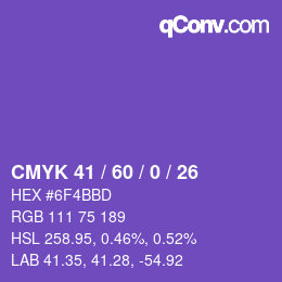 Color code: CMYK 41 / 60 / 0 / 26 | qconv.com