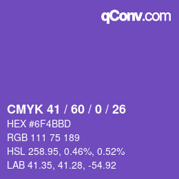 カラーコード: CMYK 41 / 60 / 0 / 26 | qconv.com