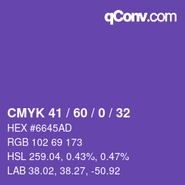 カラーコード: CMYK 41 / 60 / 0 / 32 | qconv.com