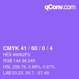カラーコード: CMYK 41 / 60 / 0 / 4 | qconv.com