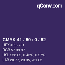 Farbcode: CMYK 41 / 60 / 0 / 62 | qconv.com