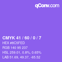 カラーコード: CMYK 41 / 60 / 0 / 7 | qconv.com