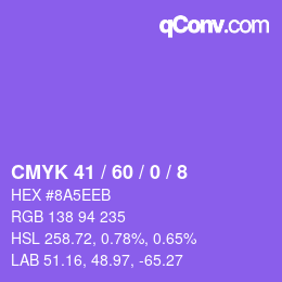 カラーコード: CMYK 41 / 60 / 0 / 8 | qconv.com