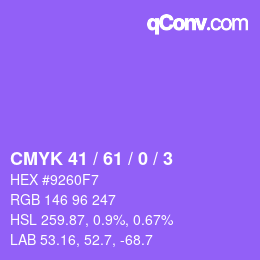 カラーコード: CMYK 41 / 61 / 0 / 3 | qconv.com