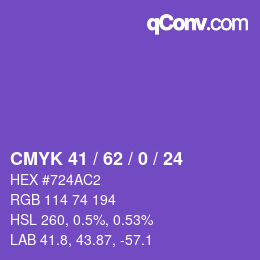 カラーコード: CMYK 41 / 62 / 0 / 24 | qconv.com