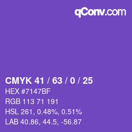 Color code: CMYK 41 / 63 / 0 / 25 | qconv.com