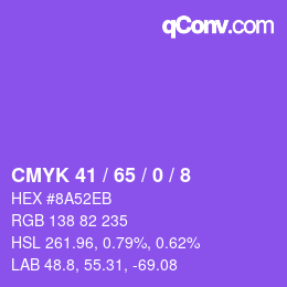 カラーコード: CMYK 41 / 65 / 0 / 8 | qconv.com