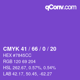 カラーコード: CMYK 41 / 66 / 0 / 20 | qconv.com