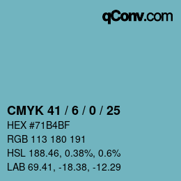 Código de color: CMYK 41 / 6 / 0 / 25 | qconv.com