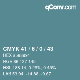 Farbcode: CMYK 41 / 6 / 0 / 43 | qconv.com