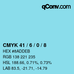 颜色代码: CMYK 41 / 6 / 0 / 8 | qconv.com