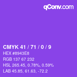 Farbcode: CMYK 41 / 71 / 0 / 9 | qconv.com