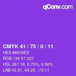 Color code: CMYK 41 / 75 / 0 / 11 | qconv.com