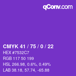 Color code: CMYK 41 / 75 / 0 / 22 | qconv.com