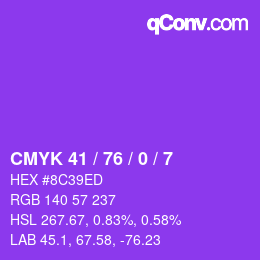 Color code: CMYK 41 / 76 / 0 / 7 | qconv.com