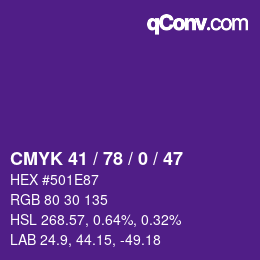 Color code: CMYK 41 / 78 / 0 / 47 | qconv.com