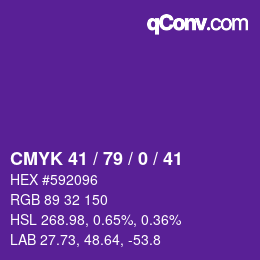 颜色代码: CMYK 41 / 79 / 0 / 41 | qconv.com