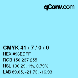 カラーコード: CMYK 41 / 7 / 0 / 0 | qconv.com