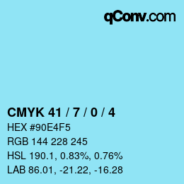 カラーコード: CMYK 41 / 7 / 0 / 4 | qconv.com