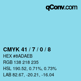 カラーコード: CMYK 41 / 7 / 0 / 8 | qconv.com