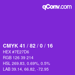 Color code: CMYK 41 / 82 / 0 / 16 | qconv.com