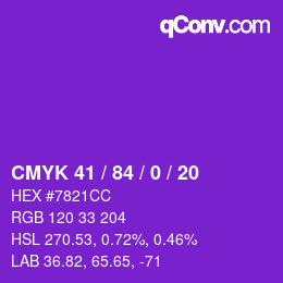 Color code: CMYK 41 / 84 / 0 / 20 | qconv.com