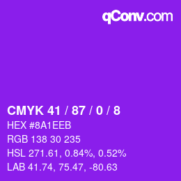 颜色代码: CMYK 41 / 87 / 0 / 8 | qconv.com