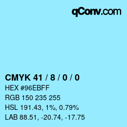 カラーコード: CMYK 41 / 8 / 0 / 0 | qconv.com