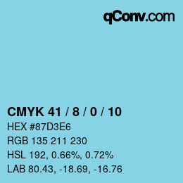 カラーコード: CMYK 41 / 8 / 0 / 10 | qconv.com