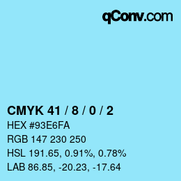 カラーコード: CMYK 41 / 8 / 0 / 2 | qconv.com