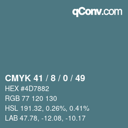 カラーコード: CMYK 41 / 8 / 0 / 49 | qconv.com